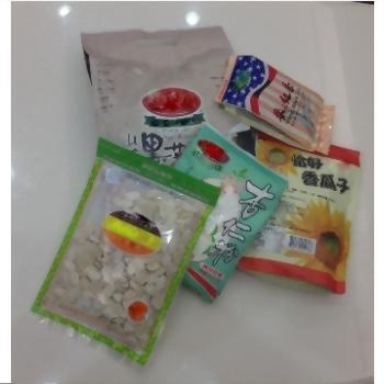 Asian snack food packages assortment