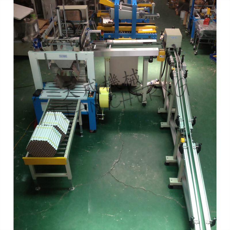 Automated industrial packaging line machinery