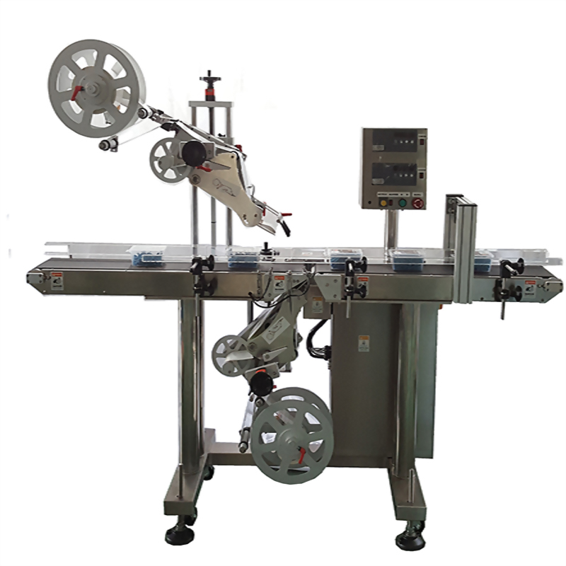 Automatic top bottom labeling machine conveyor packaging