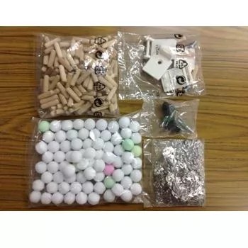 Example of small mixed hardware parts packaged by the counting and bagging machine