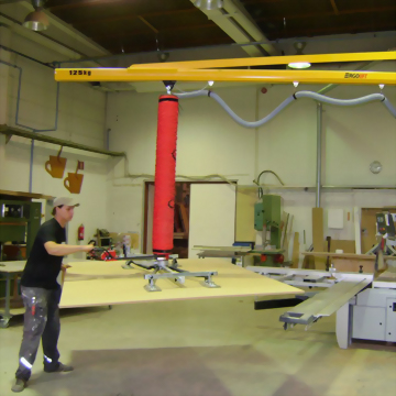 Ergolift overhead crane vacuum lifter wood panel workshop