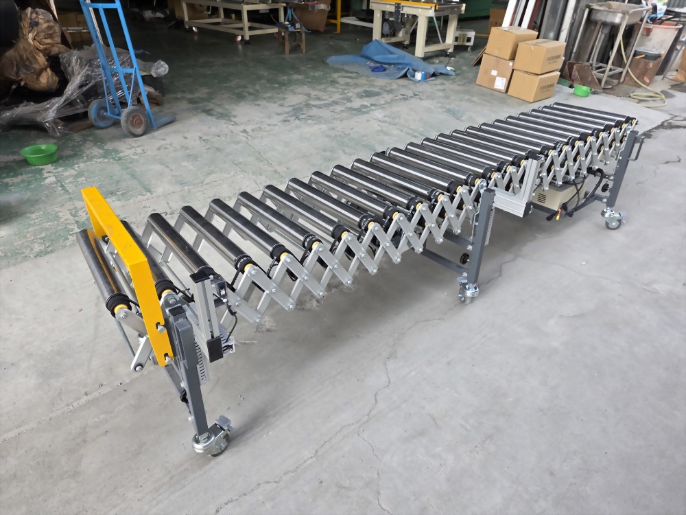 Expandable mobile roller conveyor industrial