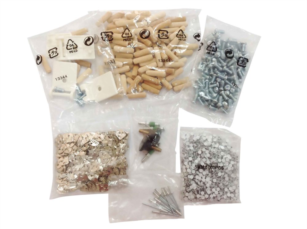 Furniture assembly hardware kit components assortment