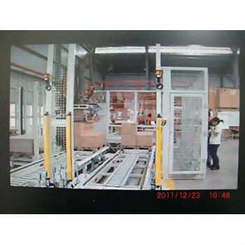 Industrial automated conveyor system boxes warehouse