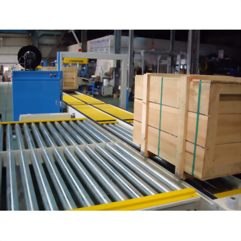 Industrial automated roller conveyor packaging system