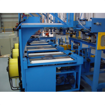 Industrial automation machine blue yellow conveyor