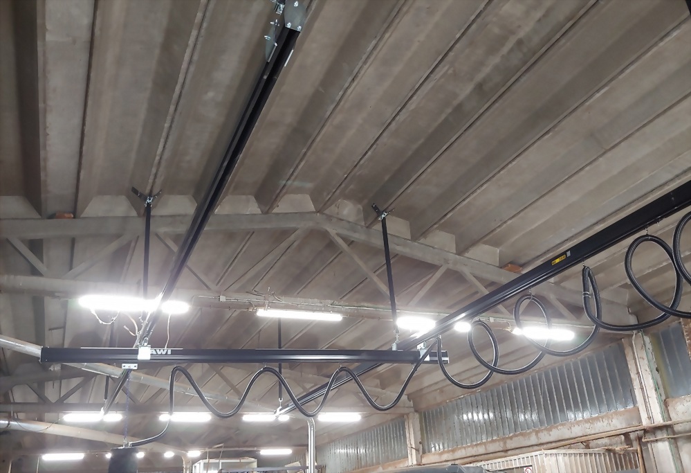 Industrial ceiling track system cable management lighting