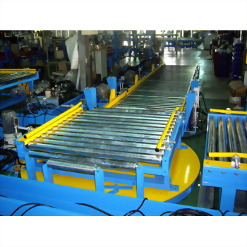 Industrial conveyor system roller belt rotating base