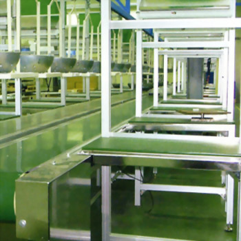 Industrial factory assembly line conveyor belts