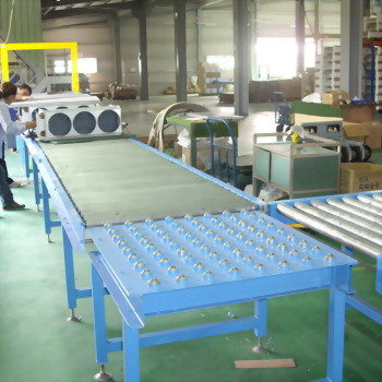 Industrial factory conveyor belt system workers