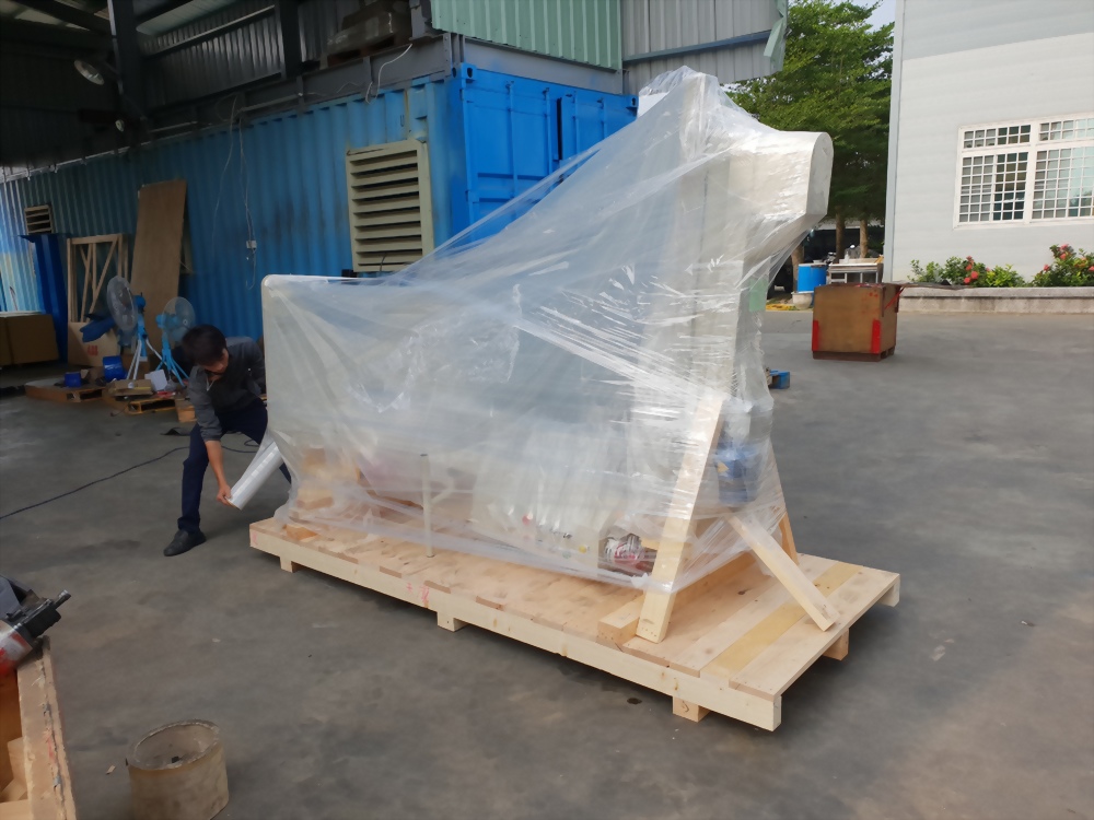 Industrial machine packaging shipping preparation