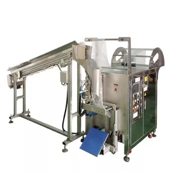 TC-900 Automatic Counting and Sealing Machine with PLC control panel, designed for fastener packaging.