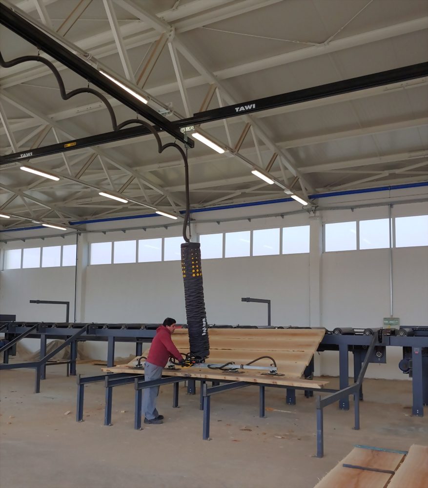 Industrial wood plank vacuum lifter towi invac workshop