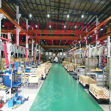 Modern factory floor manufacturing warehouse cranes