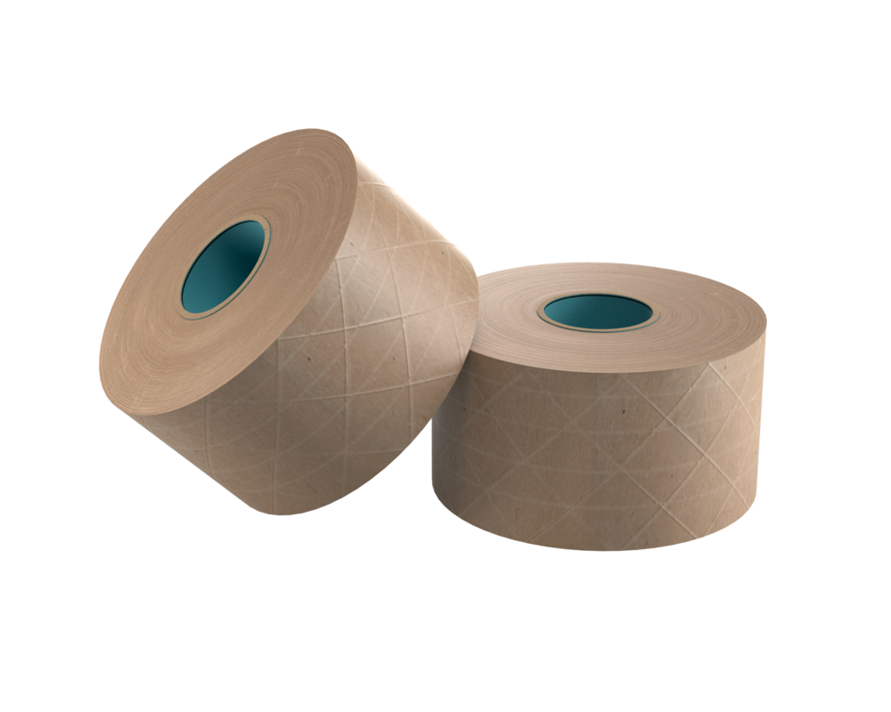 Reinforced brown paper tape teal core