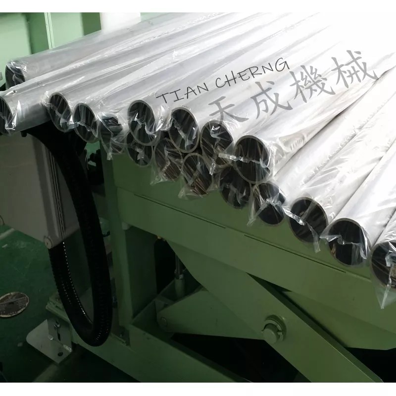 Finished packaged industrial filter tubes on the packaging line