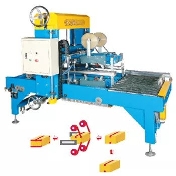 Side view of the TC-704L carton edge sealer machinery.